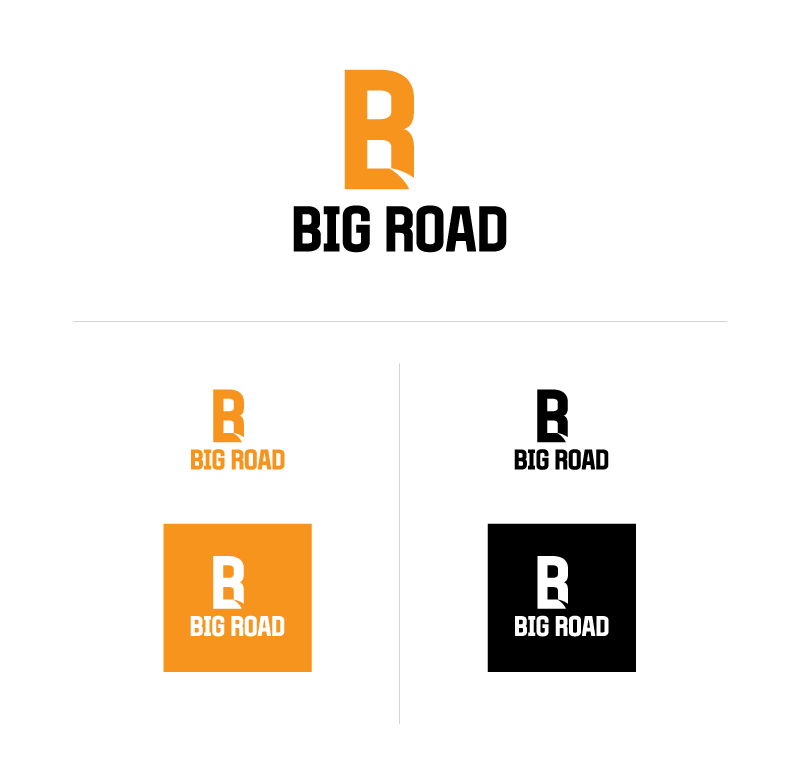BigRoad logo showing scale and positive and negative treatments.
