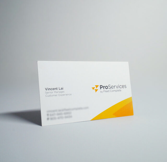 ProServices by Fleet Complete business card. Front side